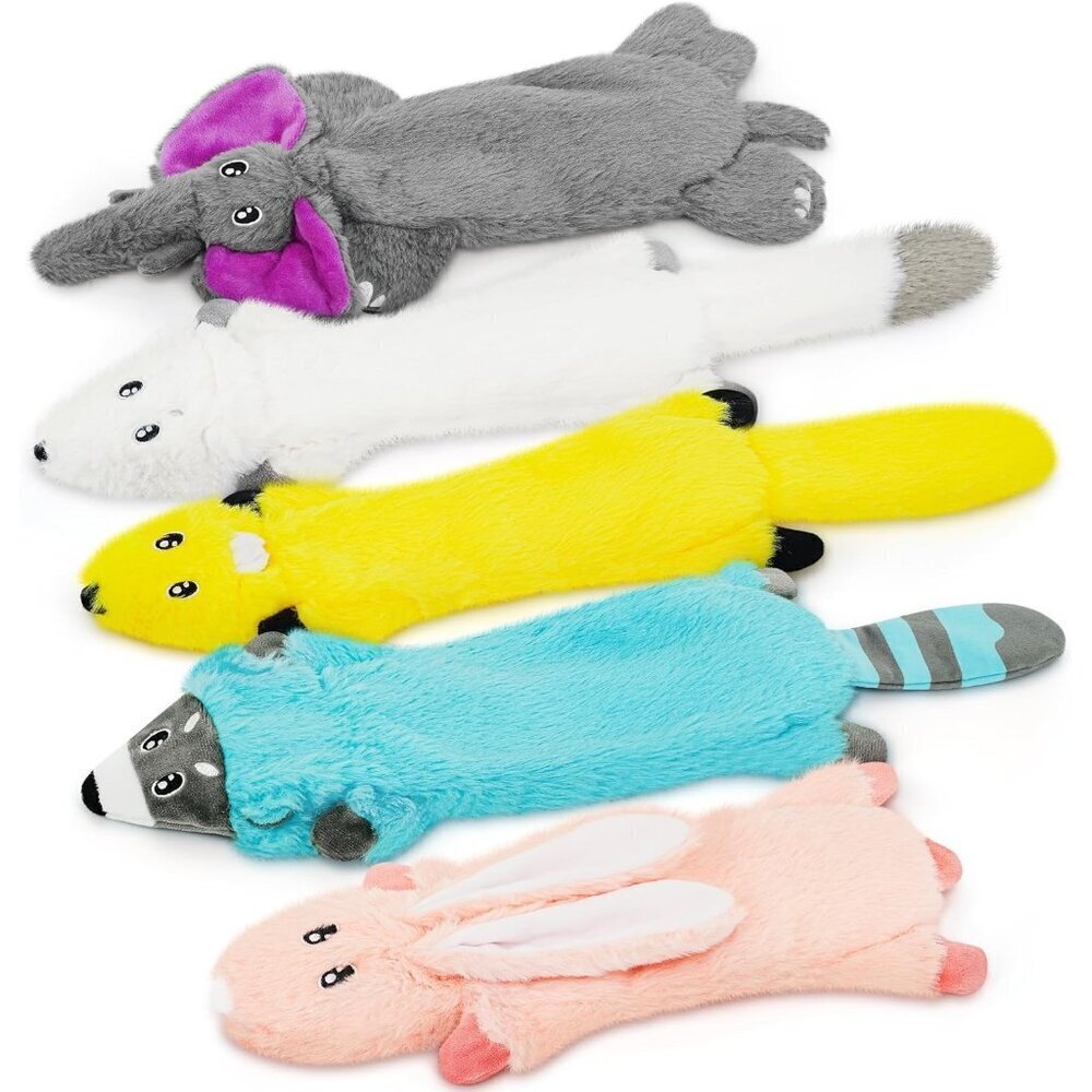 No Stuffing Dog Squeak Toys, Flat Soft Plush Dogs Chew Toy for Small Medium Larg